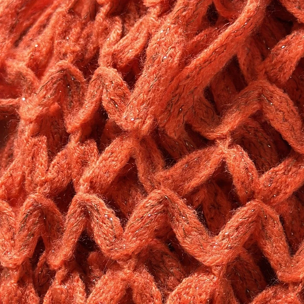Steve Madden Orange Metallic Fringe Infinity Scarf